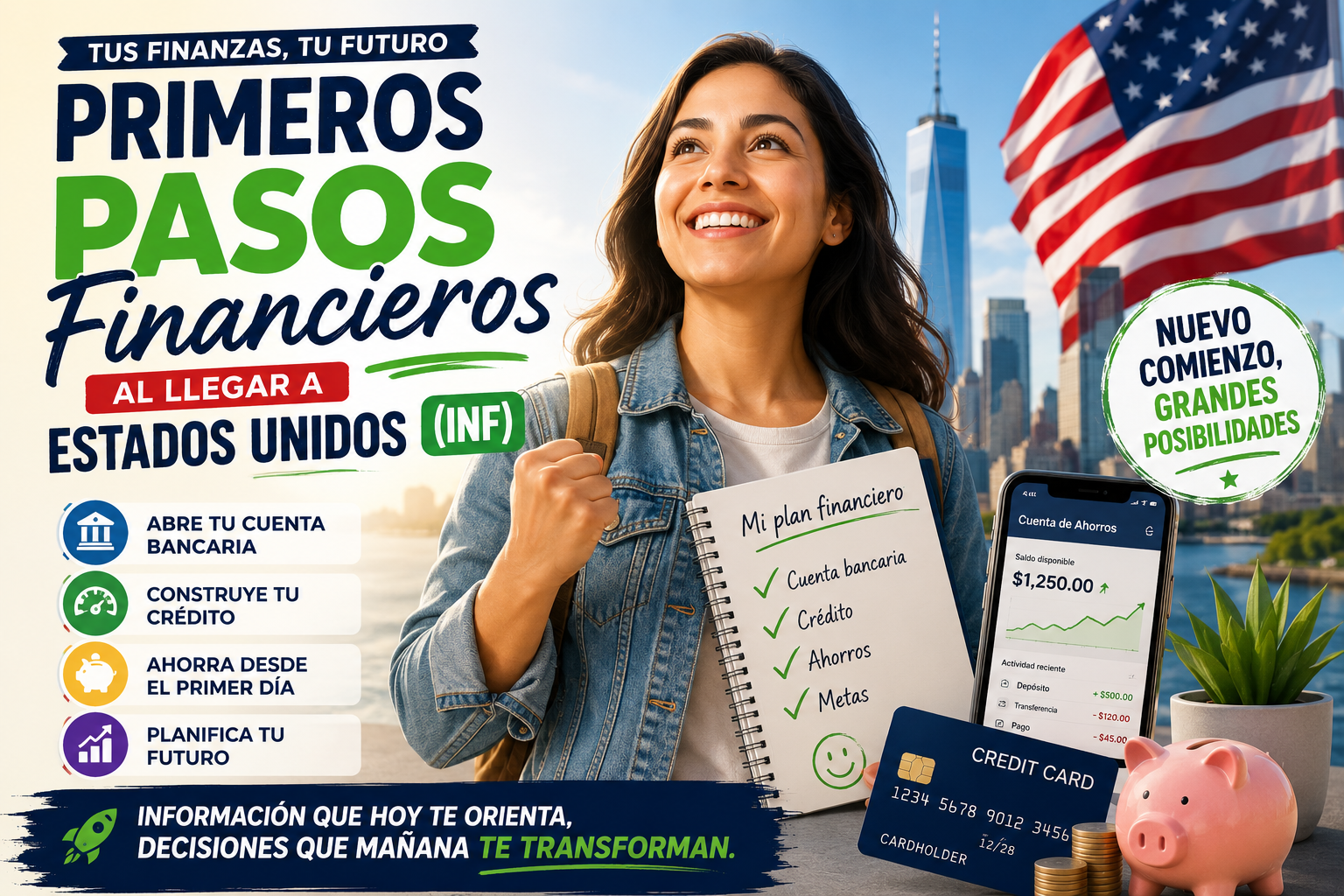 Primeros pasos financieros al llegar a Estados Unidos